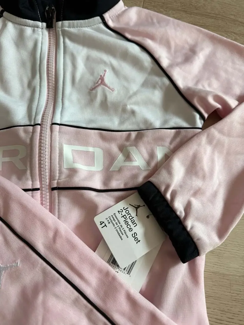 Jordan Air Jordan Blocked Tricot Toddler 2-Piece Jogger Set (Pink/Black/White)